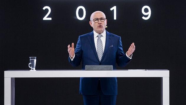 Pedseda pedstavenstva koda Auto Bernhard Maier hovo na tiskov konferenci k hospodskm vsledkm za rok 2018. (20. bezna 2019)