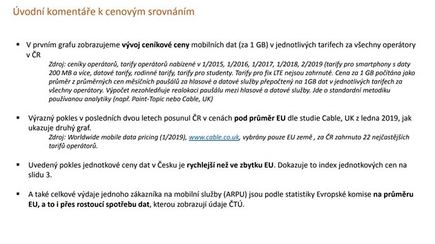 Zpráva Asociace provozovatelů mobilních sítí o reálné úrovni cen mobilních dat v ČR v porovnání s EU