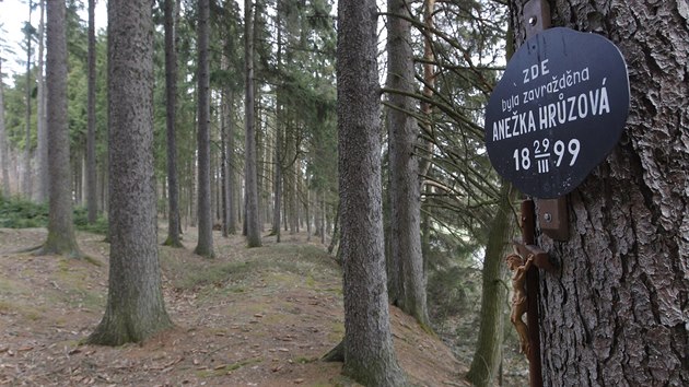 Dnes msto vrady Aneky Hrzov na okraji lesa Bezina pipomn mal cedulka na strom a o kousek dl k jakoby spleten z vtv.