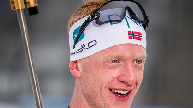 Norsk biatlonista Johannes B po sprintu v Oslu.
