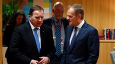 Pedseda Evropské rady Donald Tusk se védským premiérem Stefan Lofvenem na...