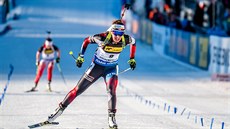 Česká biatlonistka Veronika Vítková na trati sprintu v Oslu.