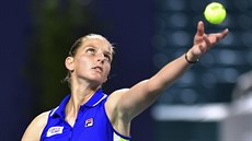 Karolína Plíková ve tvrtfinálovém duelu s Markétou Vondrouovou.