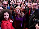 Prezidentská kandidátka Zuzana aputová ve svém volebním tábu v Bratislav po...