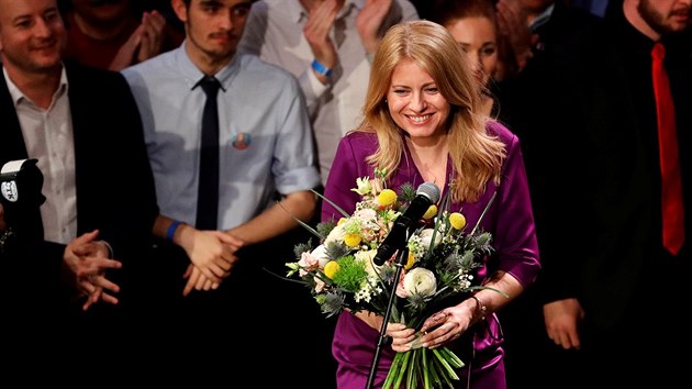 Zuzana Čaputová po svém zvolení prezidentkou ve volebním štábu v Bratislavě
