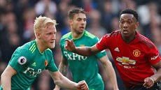 Anthony Martial z Manchesteru United (vpravo) v utkání proti Watfordu