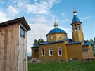 Kostelík v Ninangarsku, který leí na severním okraji Bajkalu.