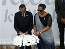 Rwandský prezident Paul Kagame s manelkou Jeannette a nejstarím synem na...