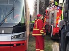 Tramvaji v Podbab� upadlo kolo.