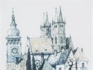 Zdenk indlar maluje a vnuje se grafice, na snímku starý Hradec Králové.