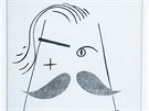 Zdenk indlar maluje a vnuje se grafice, na snmku karikatura Jiho Trnky.
