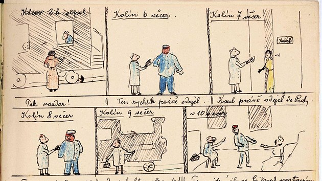 Originln komiks z pera Bohuslava Martin z roku 1919 l jeho nvrat z rande v Kcov.