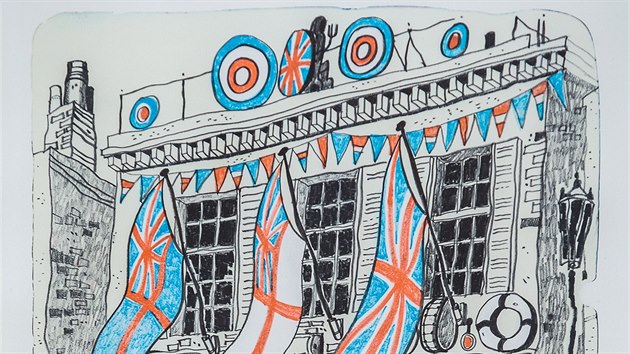 Zdenk indlar maluje a vnuje se grafice. Na snmku Portobello Road v Londn.