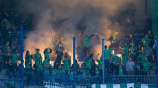 Jablonečtí fanoušci během podještědského derby proti Liberci.