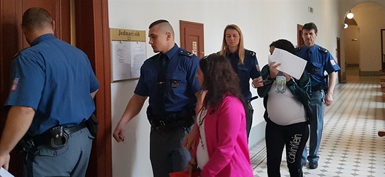 Nikolu H. (vzadu) poslal Krajský soud v Plzni do vězení na sedm let, Iveta Č. dostala o rok méně.