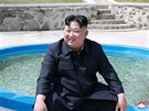 Severokorejský lídr Kim ong-un pi návtv rybí farmy (16. dubna 2019)