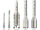 Rodina evropských raket, od nejmenší Vegy, přes současnou Ariane 5 až po...
