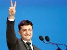 Prezidentský kandidát Volodymyr Zelenskyj bhem pedvolební prezidentské debaty...