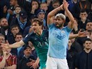 Fernando Llorente z Tottenhamu se raduje gólu, Sergio Agüero z Manchesteru City...