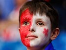 Fanouek Slavie na stadionu Stamford Bridge ped odvetou tvrtfinále Evropské...