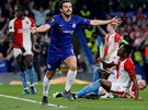 Pedro Rodríguez z Chelsea slaví gól proti Slavii v odvet tvrtfinále Evropské...