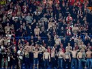 Slávistití fanouci na Stamford Bridge v odvet tvrtfinále Evropské ligy.