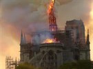 Z paíské katedrály Notre-Dame se valí plameny (16. dubna 2019).