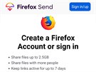 Firefox Send vám pome s odesíláním velkých soubor.