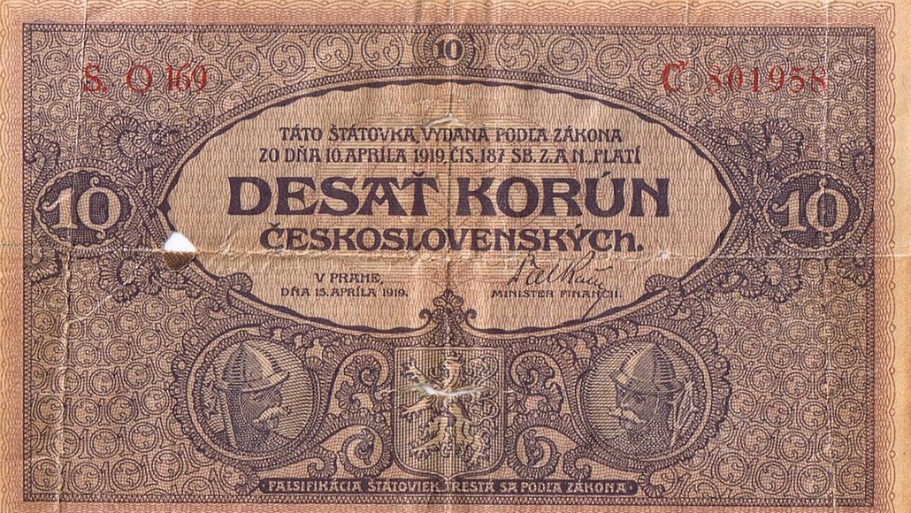 Před 100 lety byla vydána první emise československých bankovek