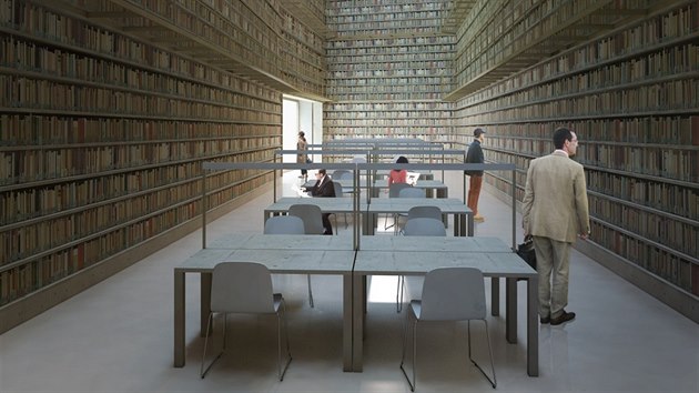 Vizualizace vnitřních prostor Středoevropského fóra jak je pro olomoucké Muzeum umění navrhli architekti Jan Šépka a Václav Derner.