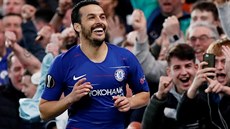 Pedro Rodríguez z Chelsea slaví gól v odvet tvrtfinále Evropské ligy proti...
