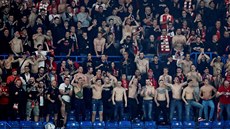 Slávistití fanouci na Stamford Bridge v odvet tvrtfinále Evropské ligy.