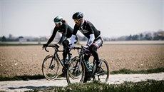 Peter Sagan bhem pátení prohlídky trati na Paí-Roubaix.