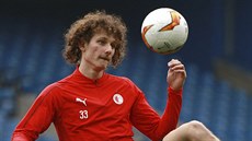 Alex Král bhem tréninku Slavie ped zápasem s Chelsea