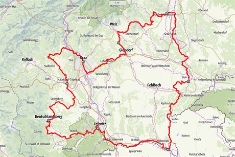 Mapa cyklostezky trskou vinaskou oblast