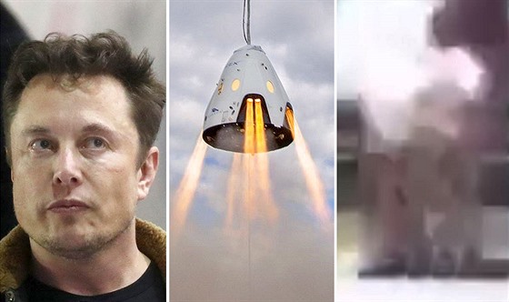 Elon Musk a vpravo zábr z jediného zatím dostupného neoficiálního videa, které...