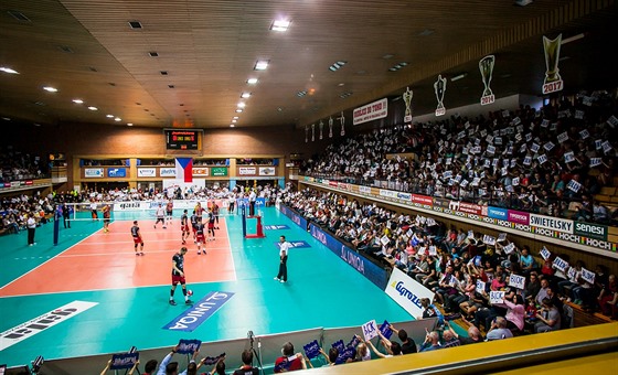 Momentka z volejbalového duelu Budjovice (erná) vs. Liberec