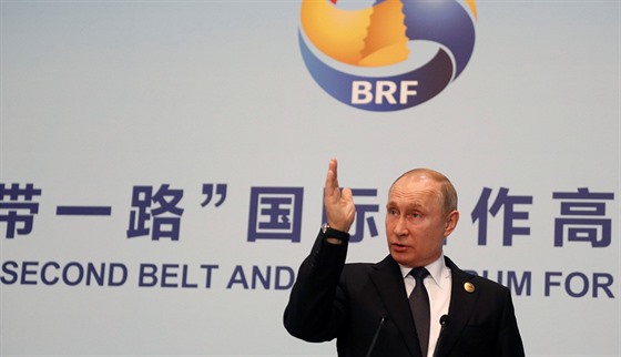 Ruský prezident Vladimir Putin na konferenci o projektu nové Hedvábné stezky v...