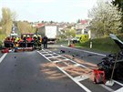 M�sto tragick� dopravn� nehody na silnici I/6 u Bochova.