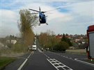 M�sto tragick� dopravn� nehody na silnici I/6 u Bochova. Pro t�ce zran�n�ho...