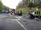 M�sto tragick� dopravn� nehody na silnici I/6 u Bochova.