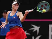 Markta Vondrouov pi barovm utkn Fed Cupu proti Kanad.