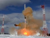 Raketov test modelu Sarmat na kosmodromu Pleseck v rusk Archangelsk oblasti...