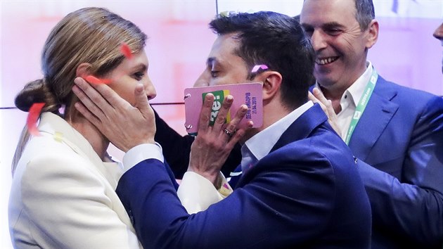 Kandidt na ukrajinskho prezidenta Volodymyr Zelenskyj. (21. 4. 2019)