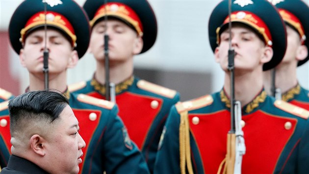 Severokorejskho vdce Kim ong-una uvtala ve Vladivostoku estn vojensk str. (24. 4. 2019)