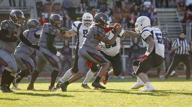 Momentka ze zpasu Vysoina Gladiators -  Ostrava Steelers