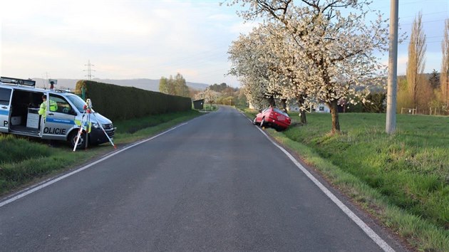 Opil idi kody Octavia po nehod u Hornch Rybnk na Nchodsku vythl revolver Flobert Court (25. 4. 2019).