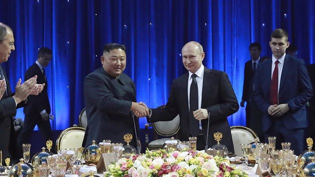 Severokorejský diktátor Kim Čong-un s Vladimirem Putinem na návštěvě Ruska (25. dubna 2019)