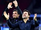 Mauricio Pochettino, trenér fotbalist Tottenhamu, se raduje z postupu do...