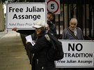 Protest na podporu zakladatele WikiLeaks Juliana Assange (1. kvtna 2019)
